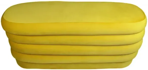 Velvet Tufted Oval Ottoman - Yellow