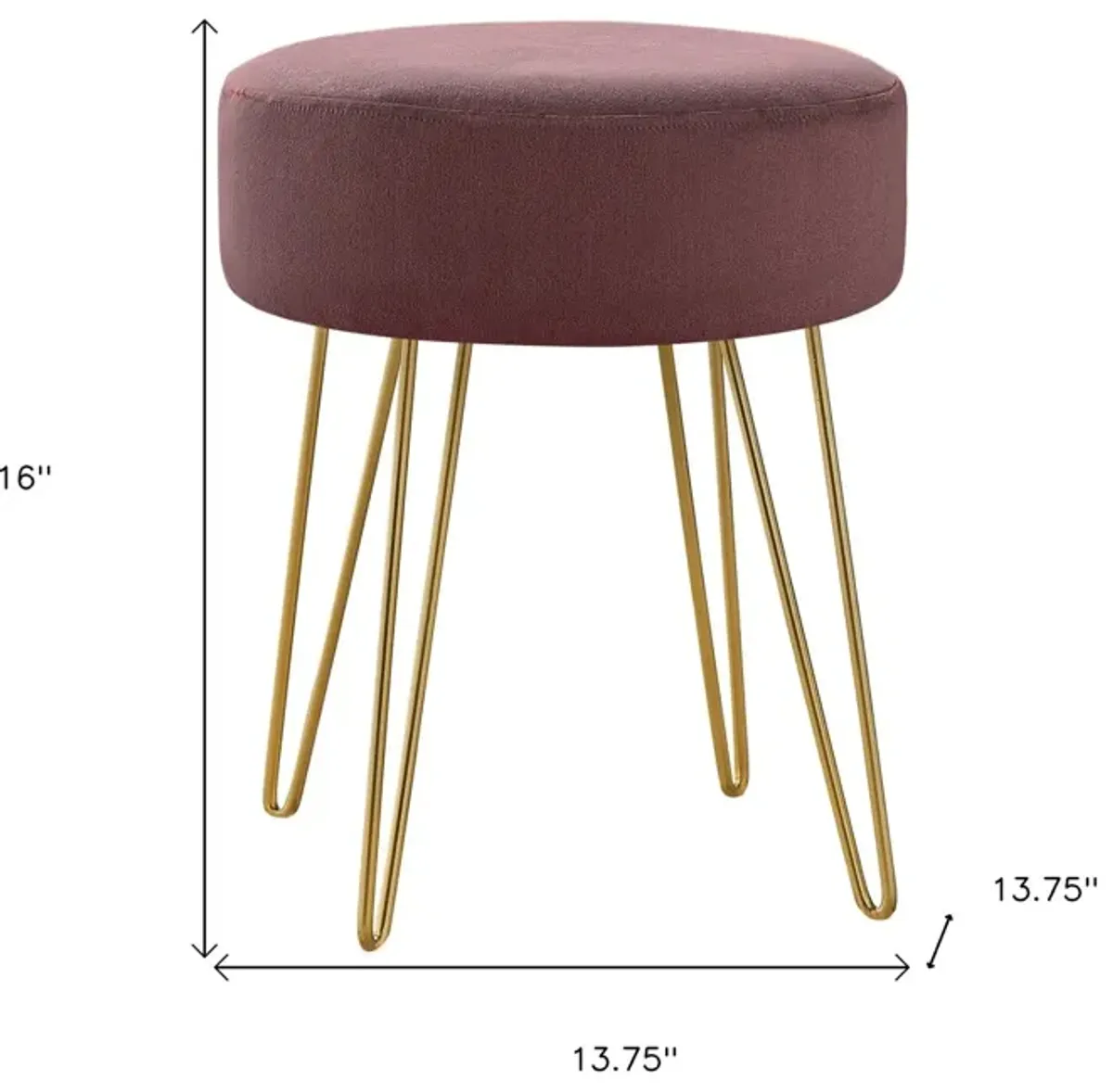 Velvet Round Ottoman - Plum / Gold