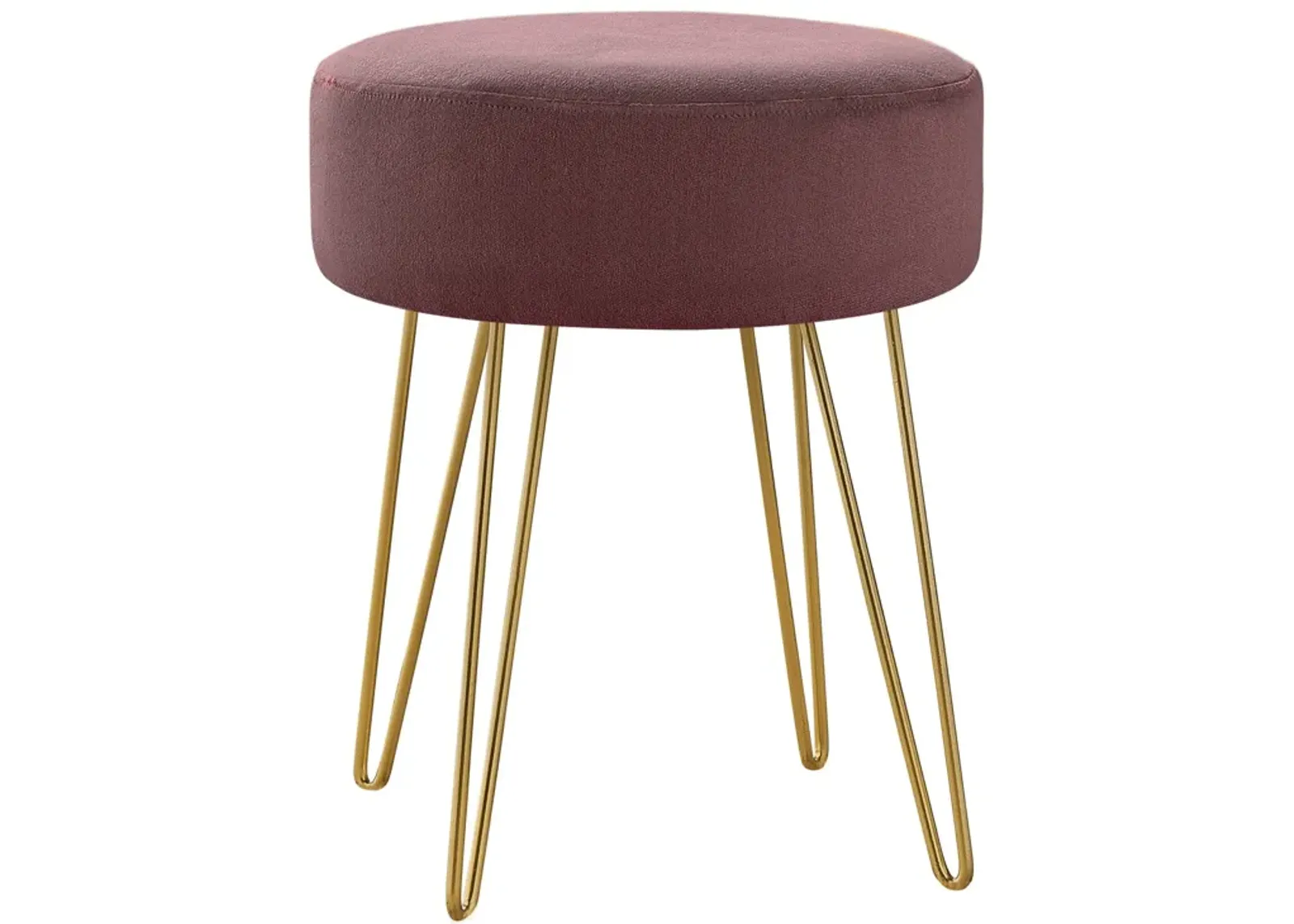 Velvet Round Ottoman - Plum / Gold