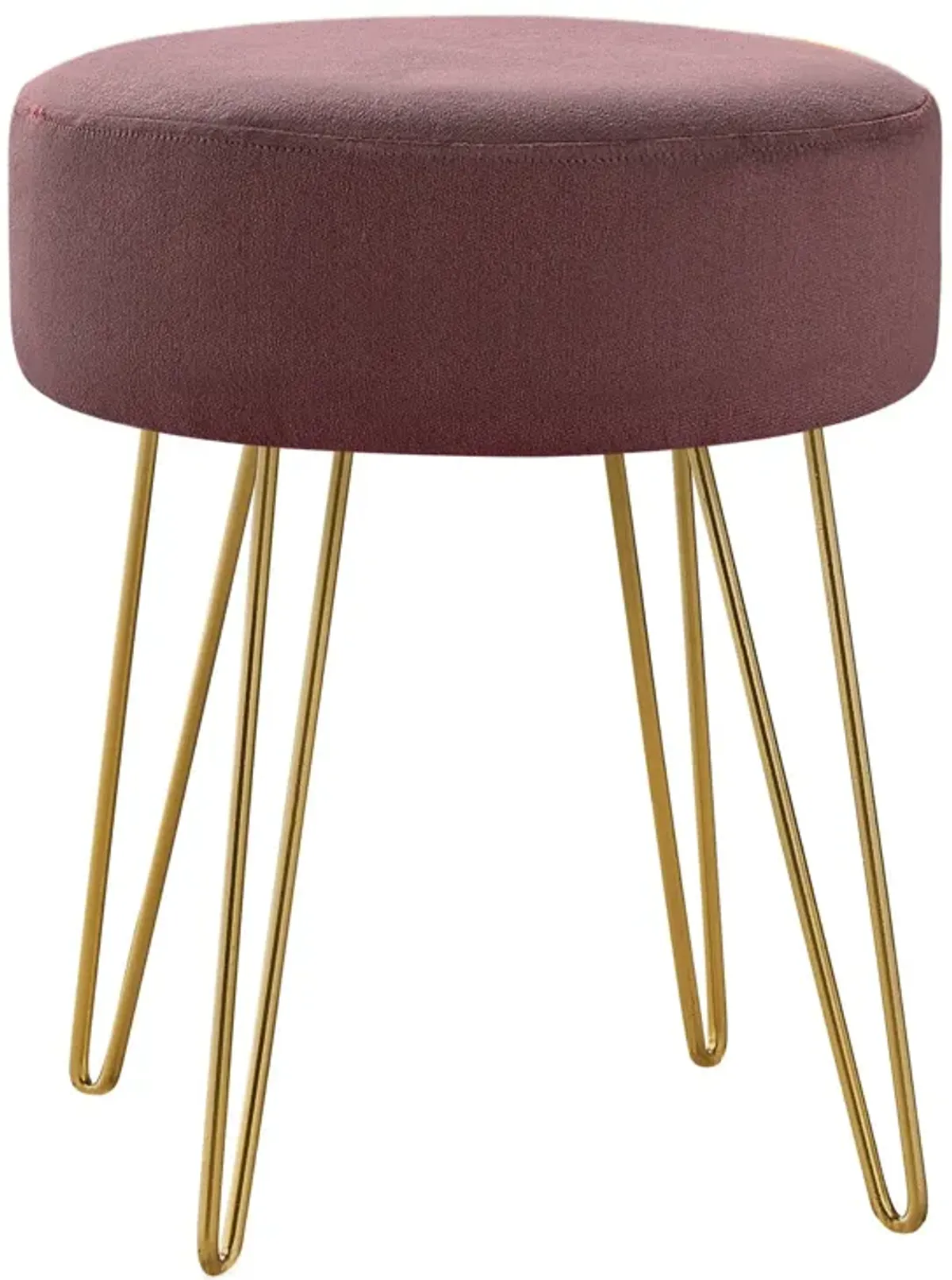 Velvet Round Ottoman - Plum / Gold