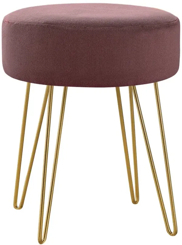 Velvet Round Ottoman - Plum / Gold