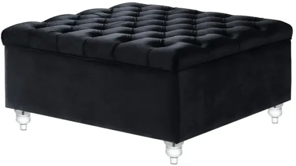 Velvet Tufted Storage - Black / Clear