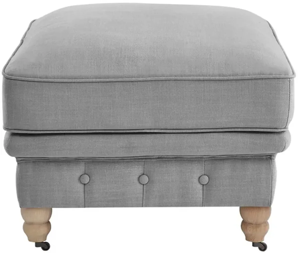 Linen Rolling Tufted Cocktail Ottoman - Light Gray / Natural