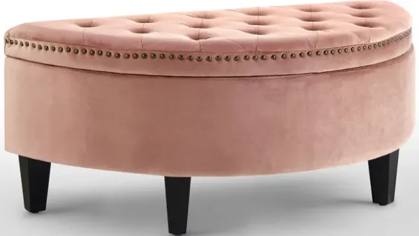 Velvet Tufted Half Circle Storage - Blush / Black