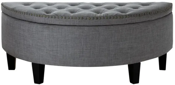 Linen Tufted Half Circle Storage - Light Gray / Black