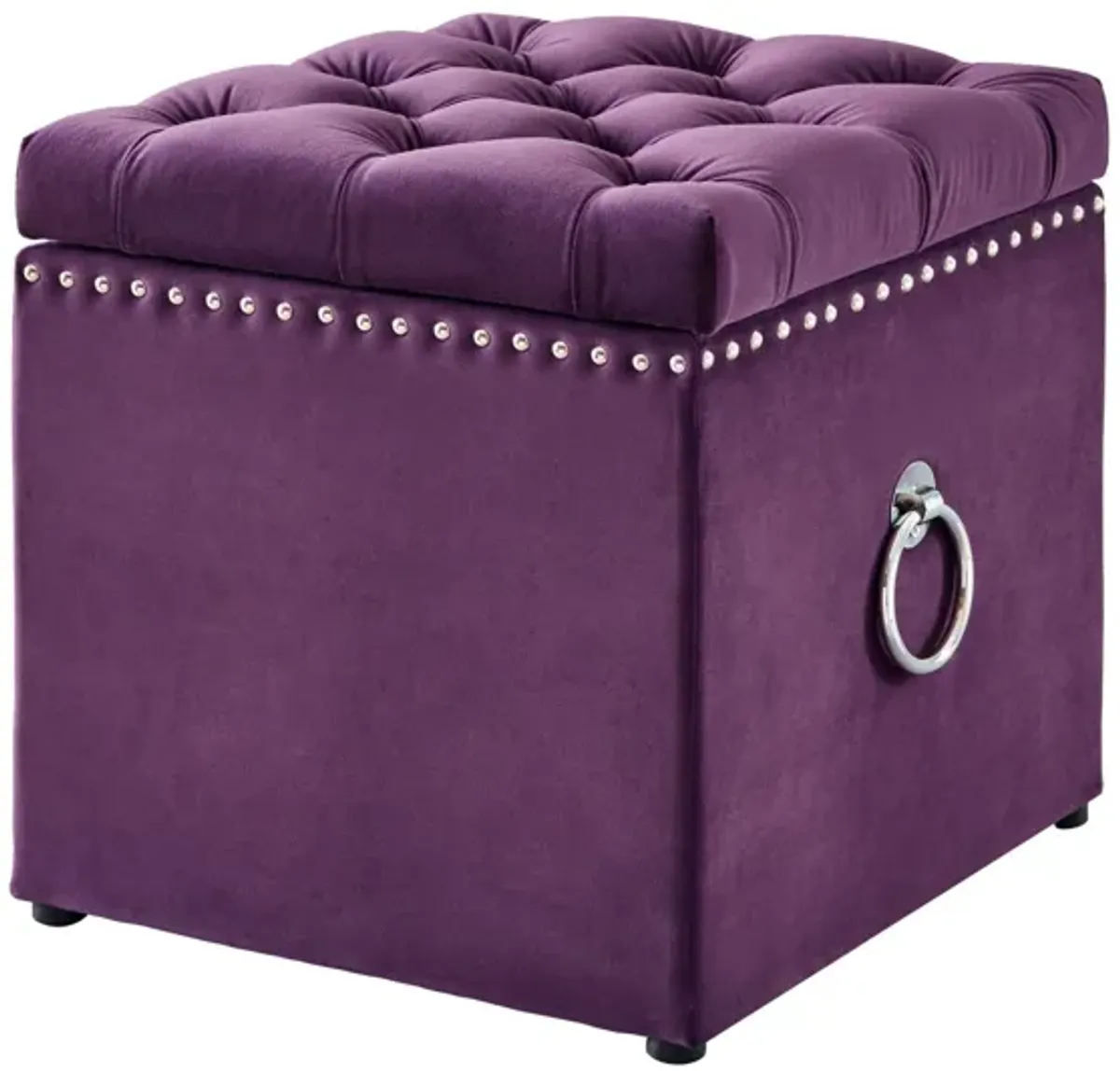 Velvet Tufted Storage - Purple / Black