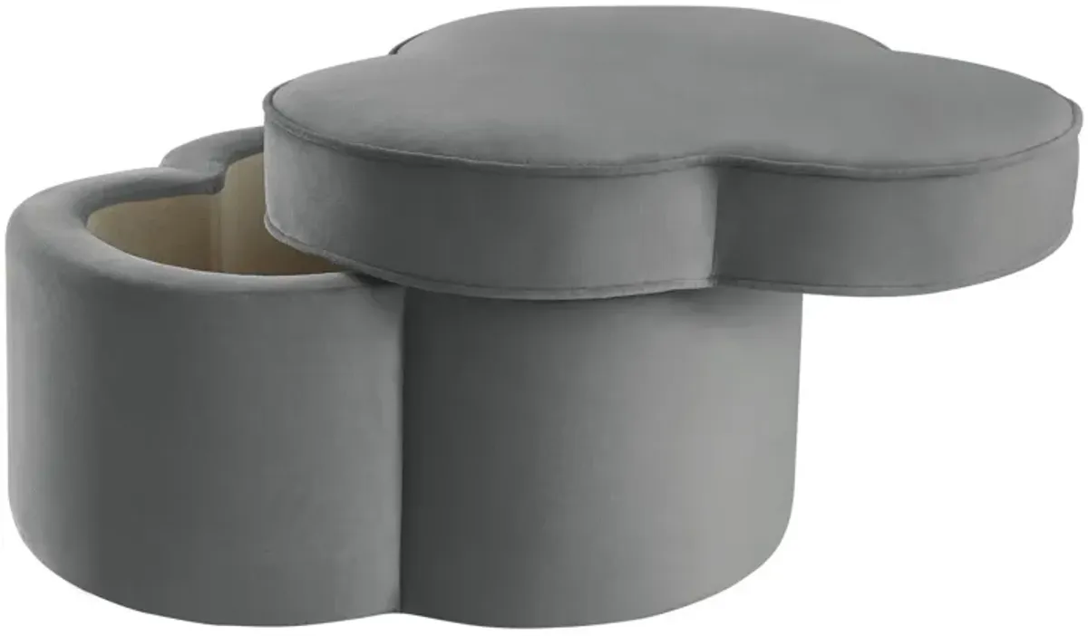 Velvet Specialty Cocktail Ottoman - Gray