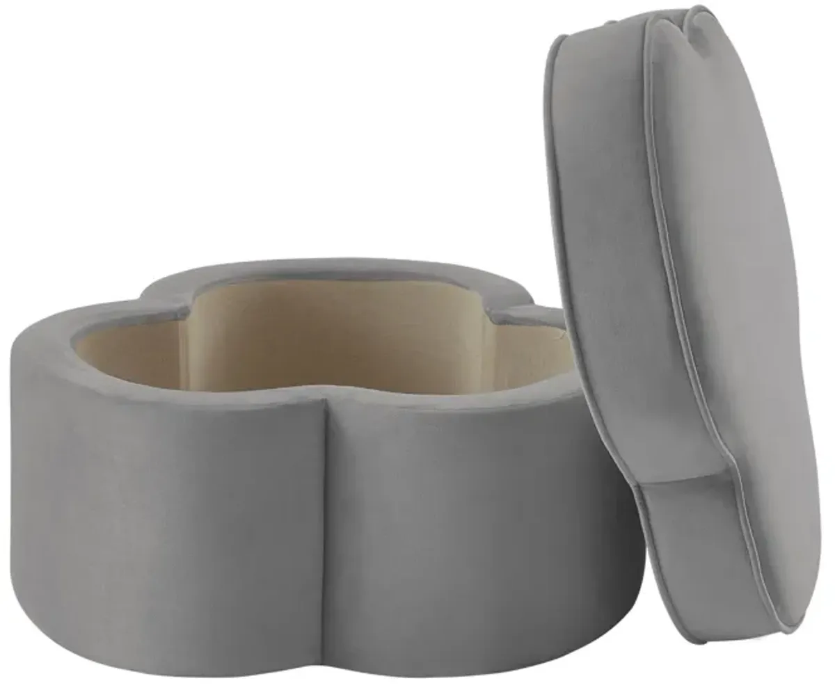 Velvet Specialty Cocktail Ottoman - Gray