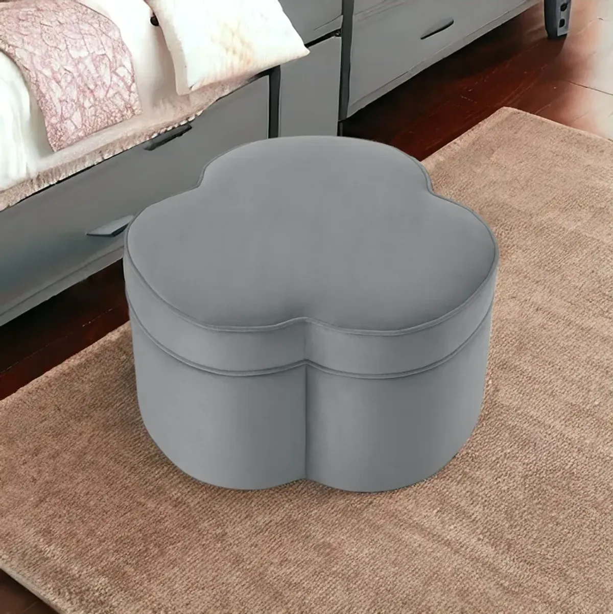 Velvet Specialty Cocktail Ottoman - Gray