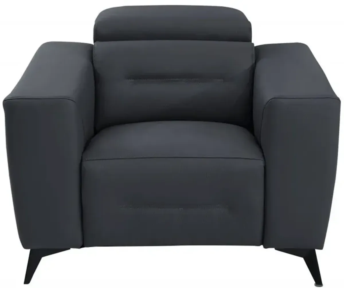 Italian Leather Power Recliner Chair - Dark Gray