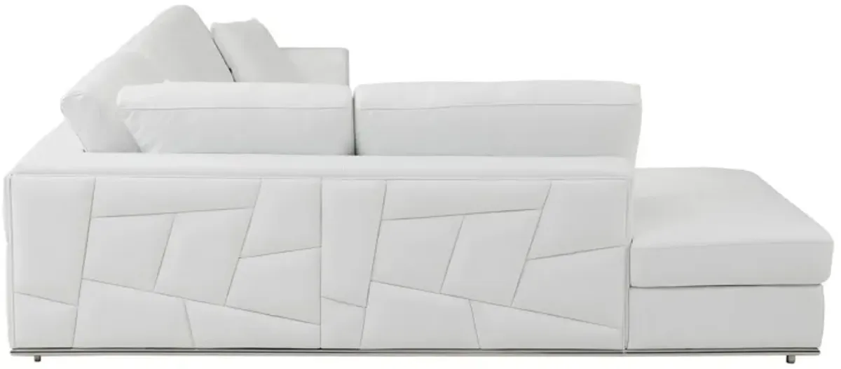 Italian Leather Reclining L Shaped, Two Piece Corner Sectional - White