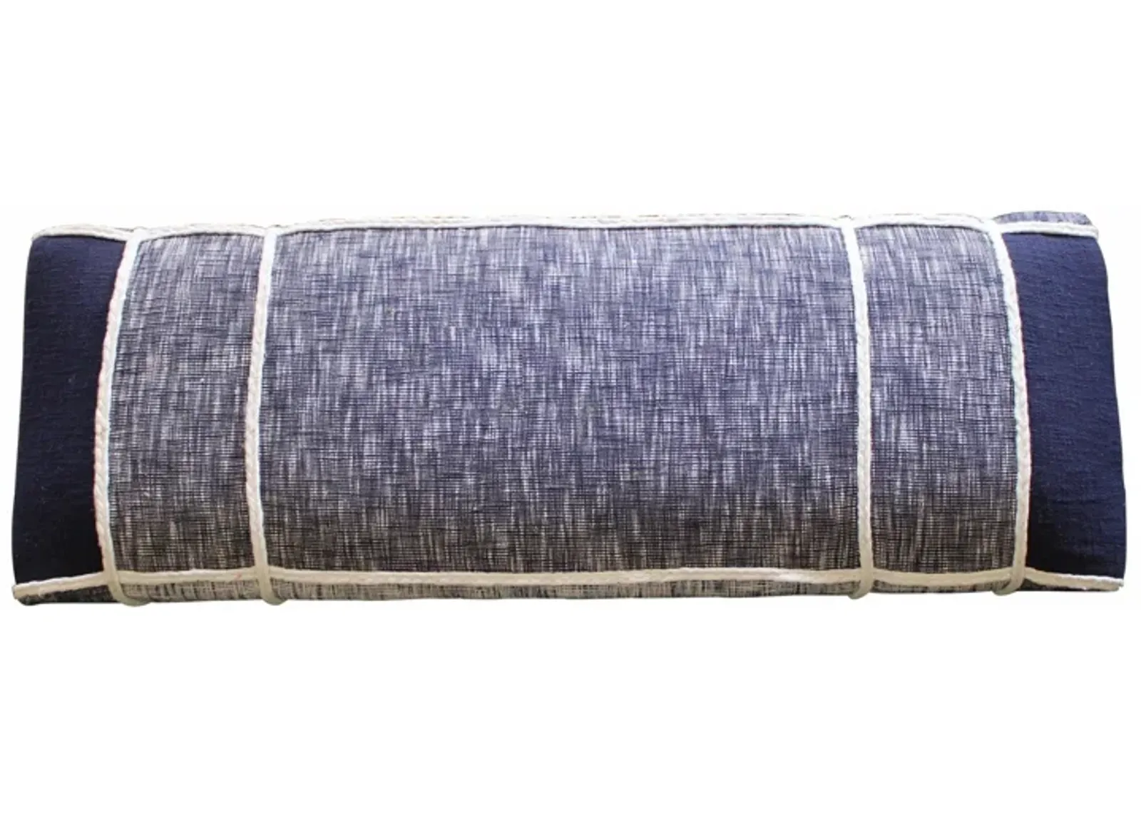 Textural White Leg Upholstered Bench - Blue / Gray