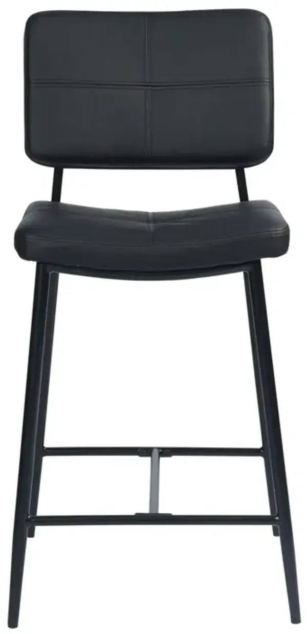 Faux Leather Low Back Counter Height Bar (Set of 2) - Cream / Black