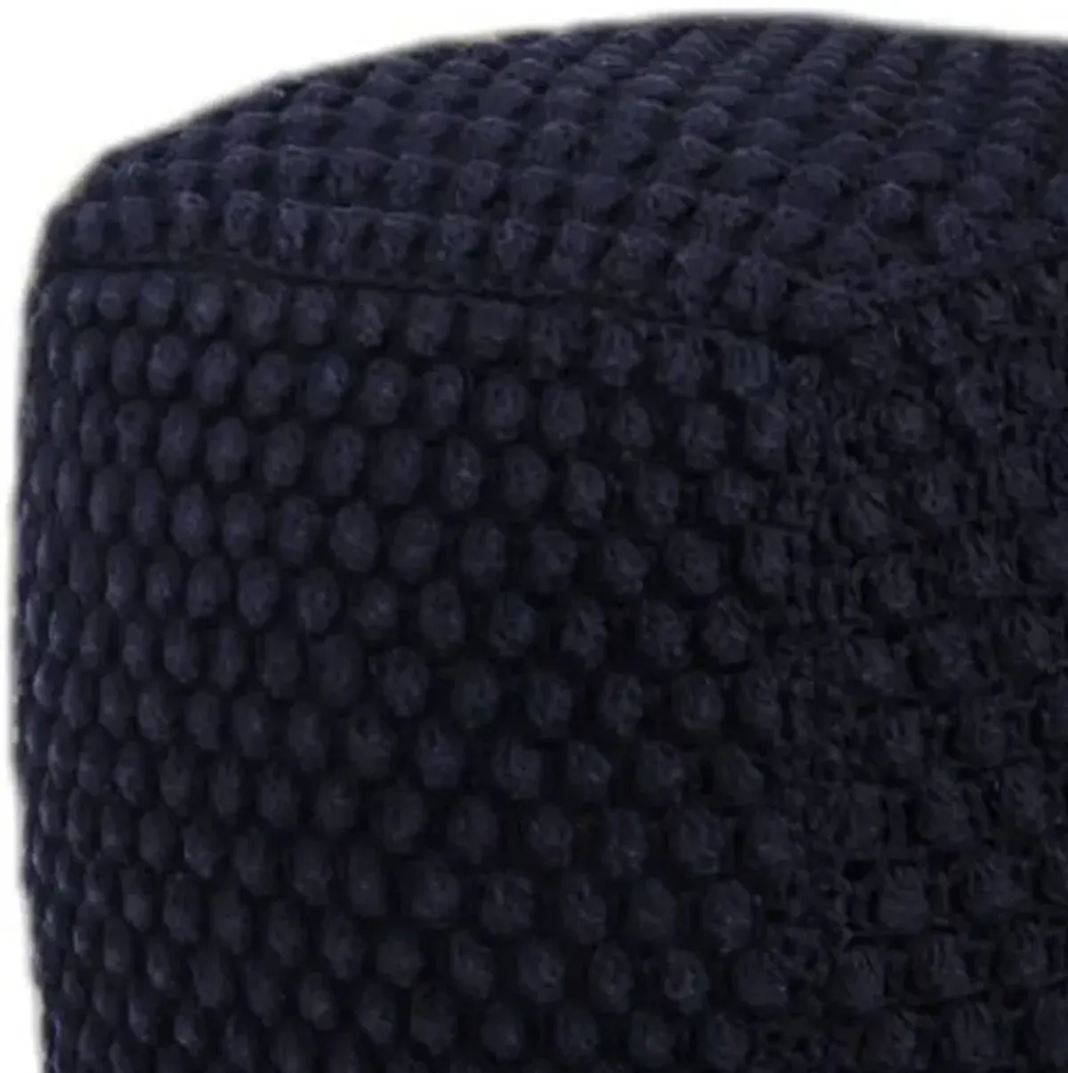 Cotton Blend Pouf Ottoman - Navy Blue