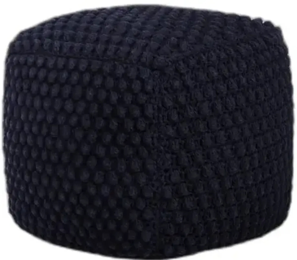 Cotton Blend Pouf Ottoman - Navy Blue