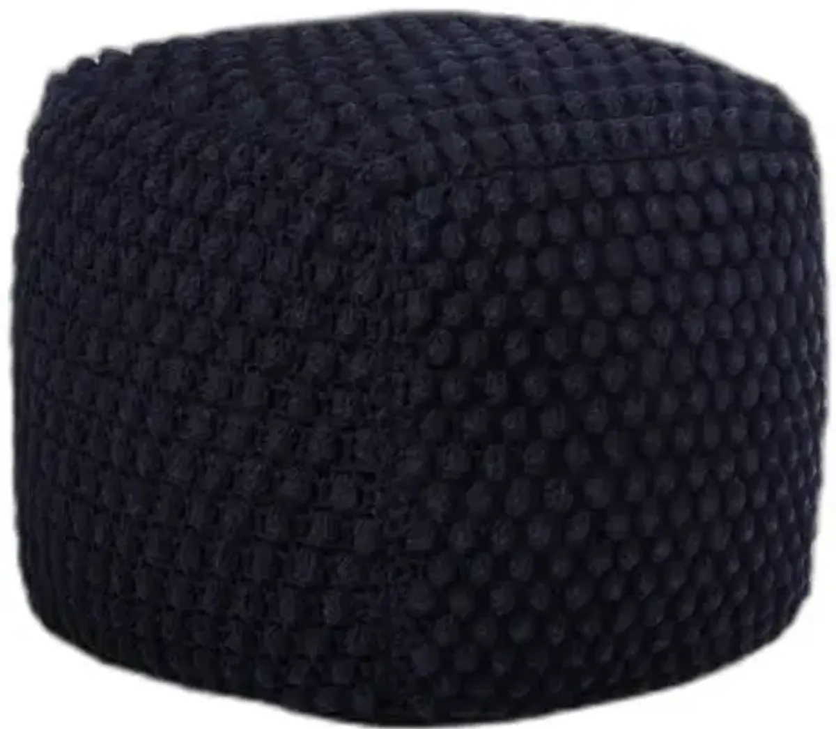 Cotton Blend Pouf Ottoman - Navy Blue