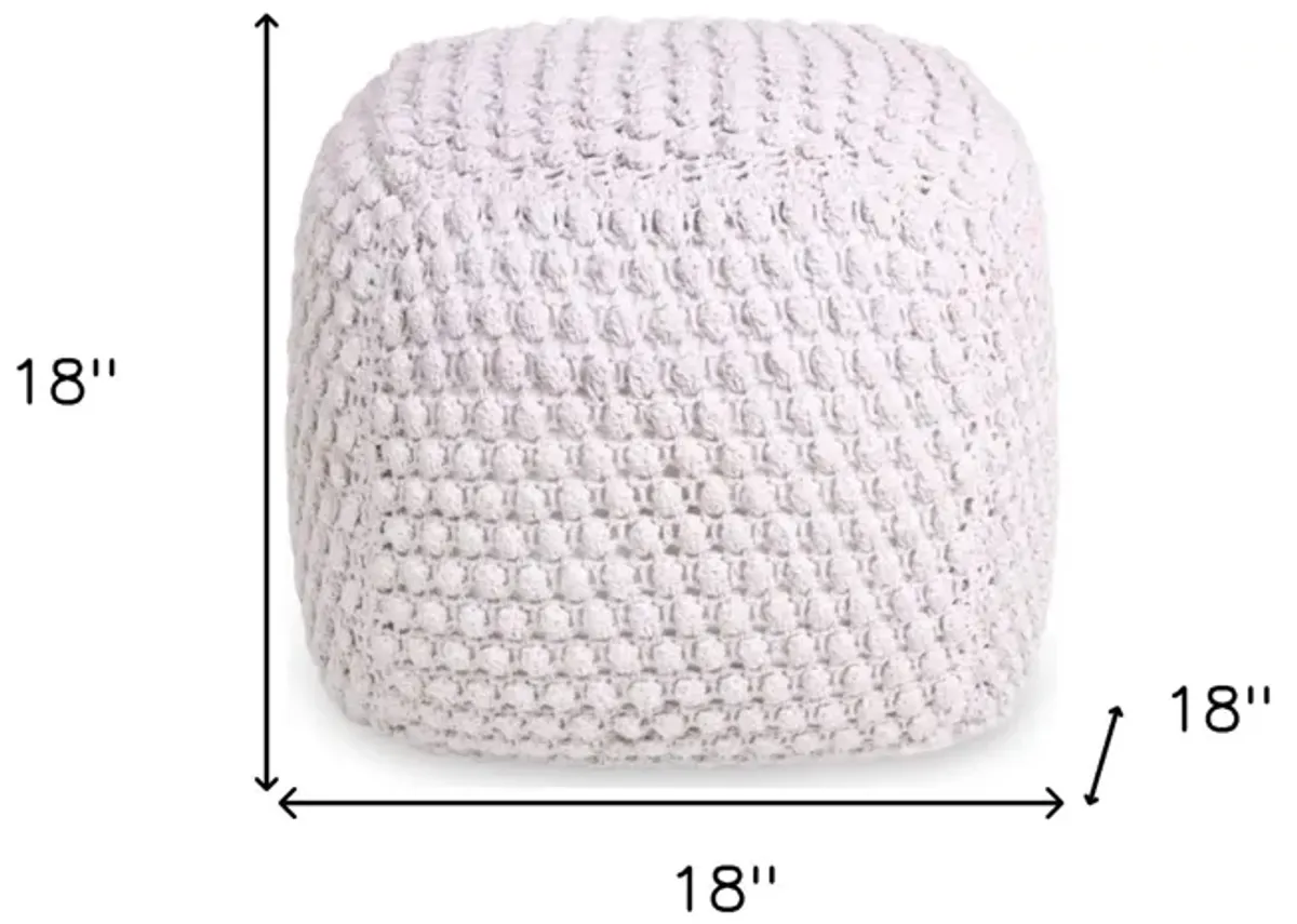 Cotton, Blend Pouf Ottoman - White