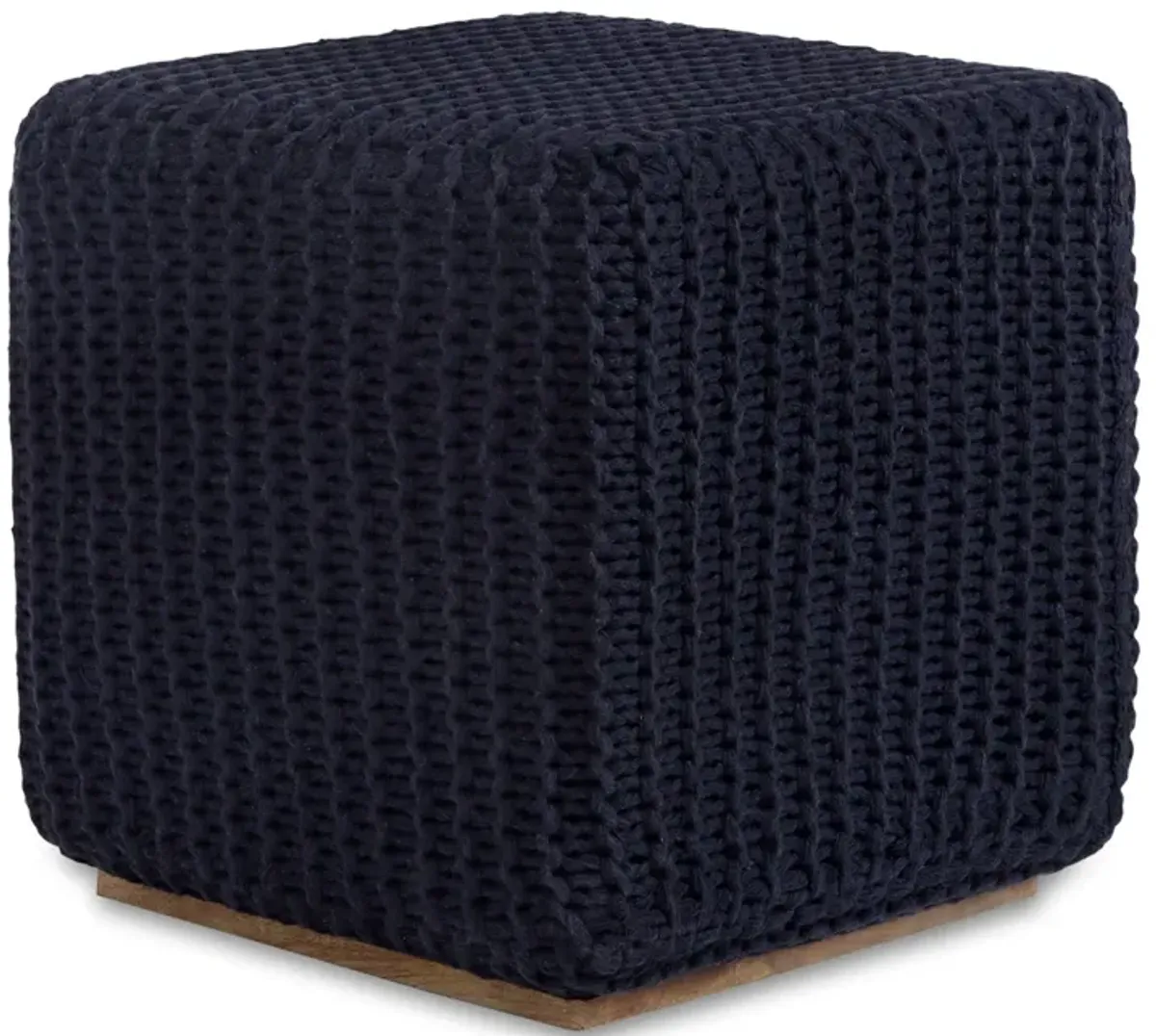 Cotton Blend, Pouf Ottoman - Navy Blue