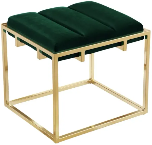 Velvet Ottoman - Green / Gold