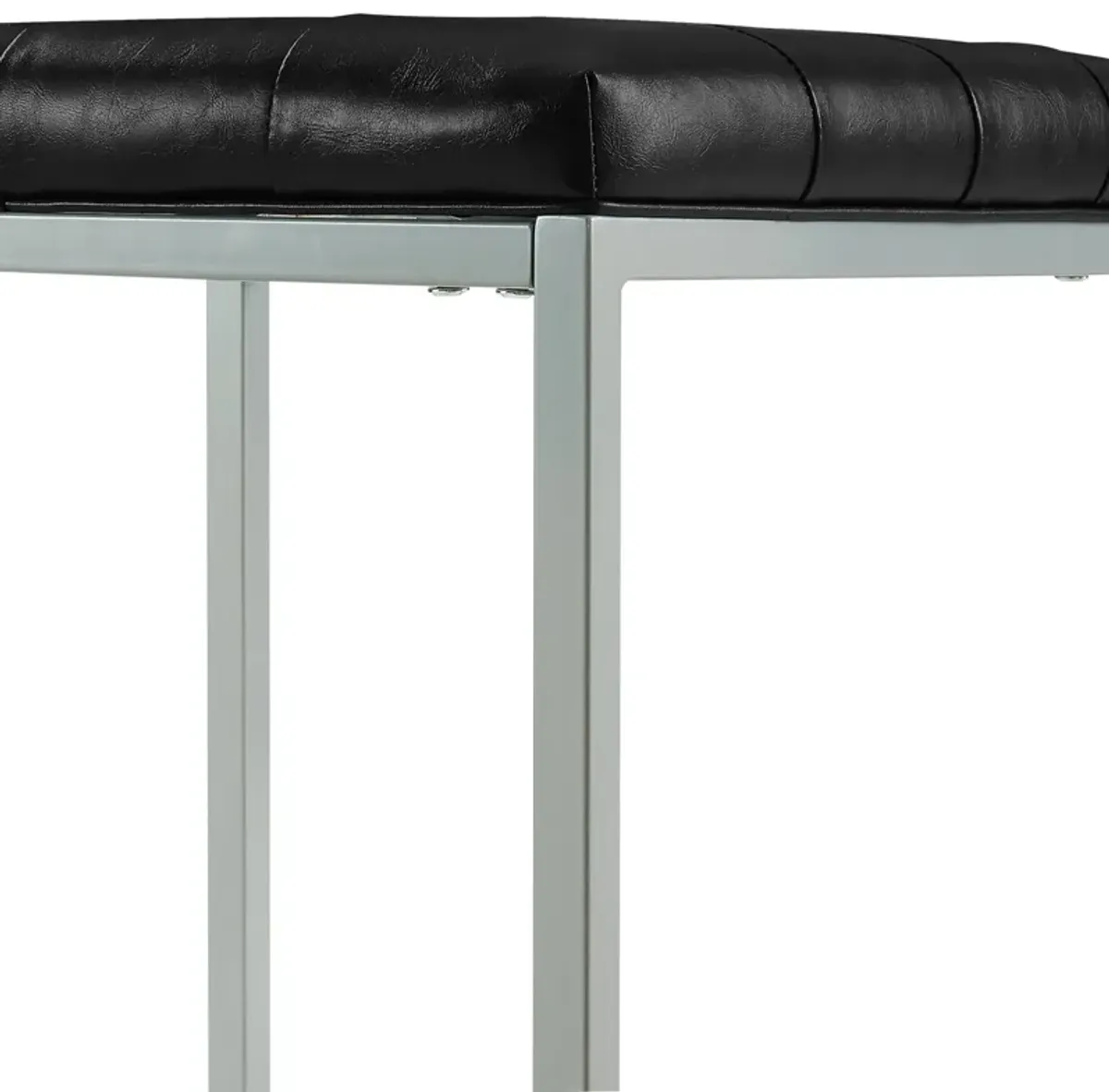 Faux Leather Cube Ottoman - Black / Gray