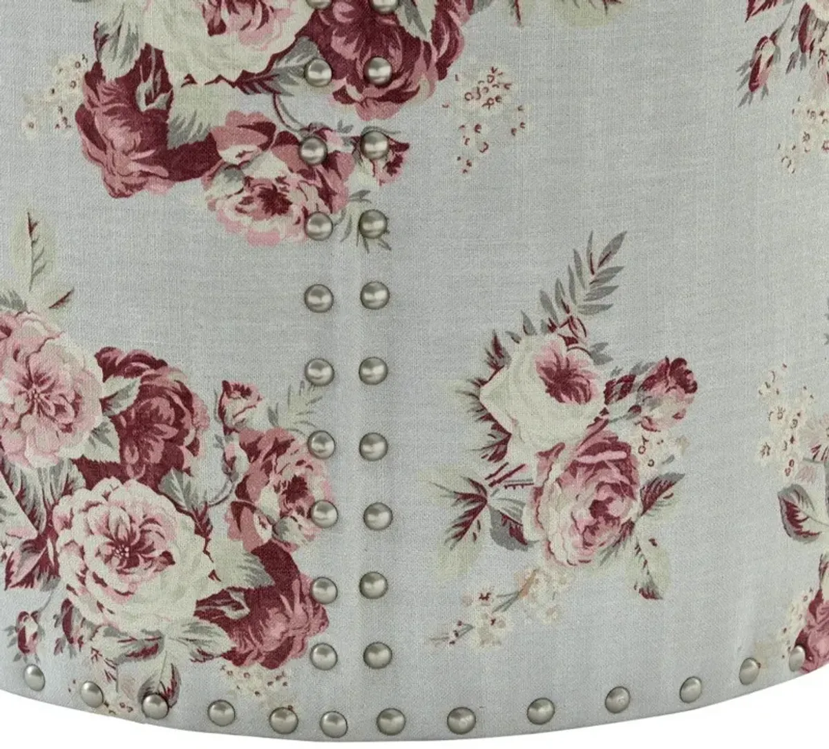 Linen Round Floral Ottoman - Pink