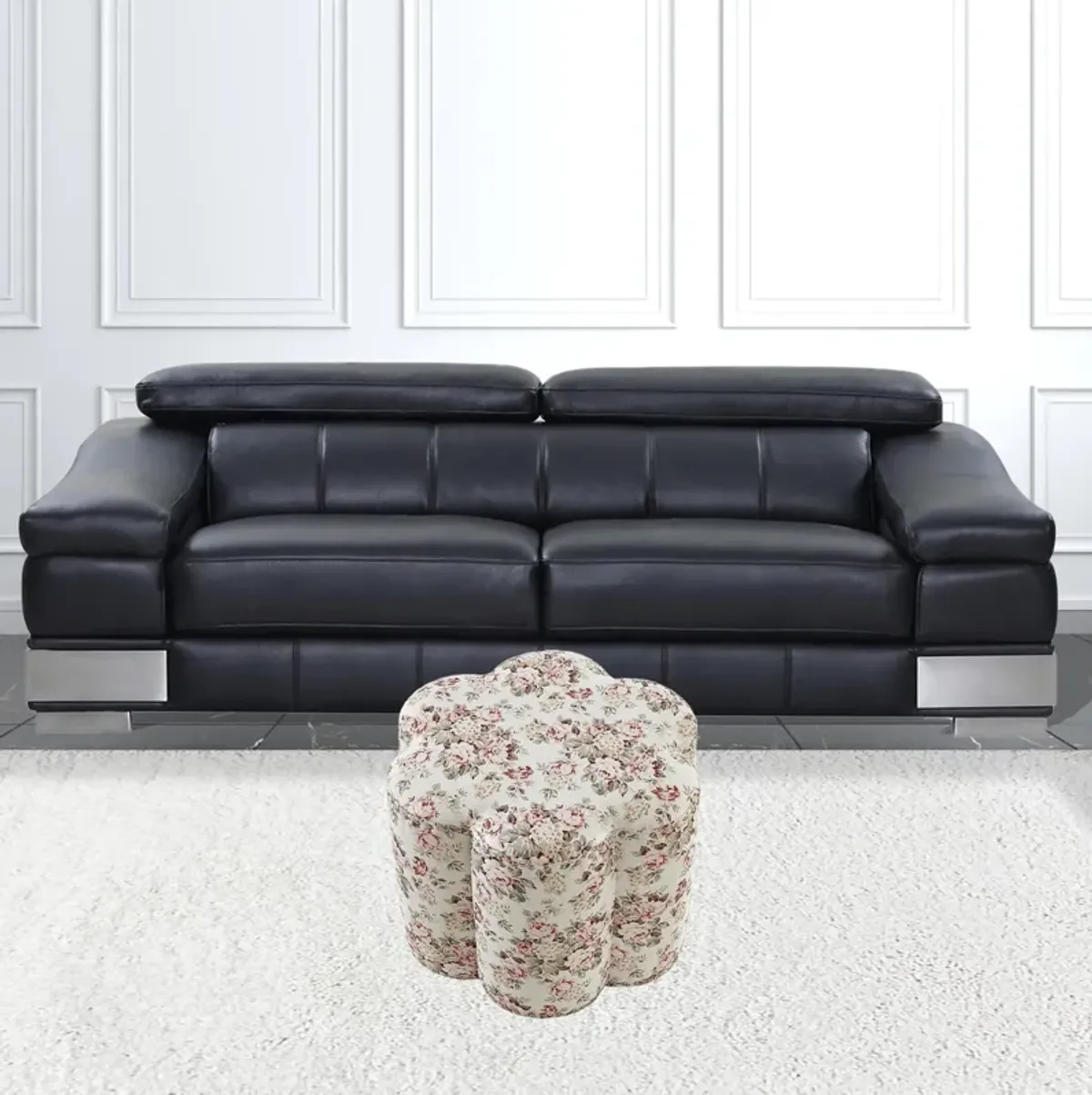 Linen Specialty Ottoman - Ivory