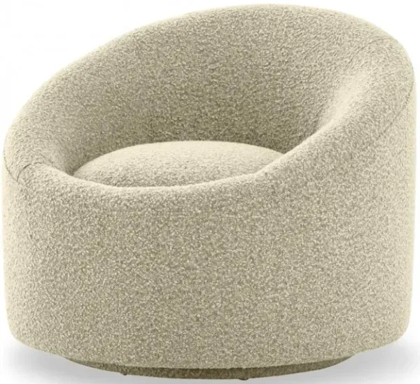 Polyester Solid Color Swivel Barrel Chair - Beige