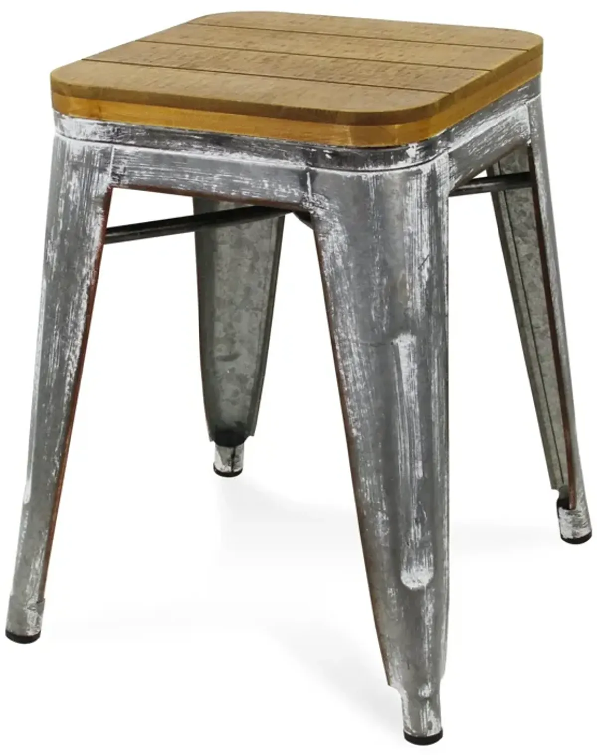 Wood Steel Backless Bar Chair - Brown / Gray