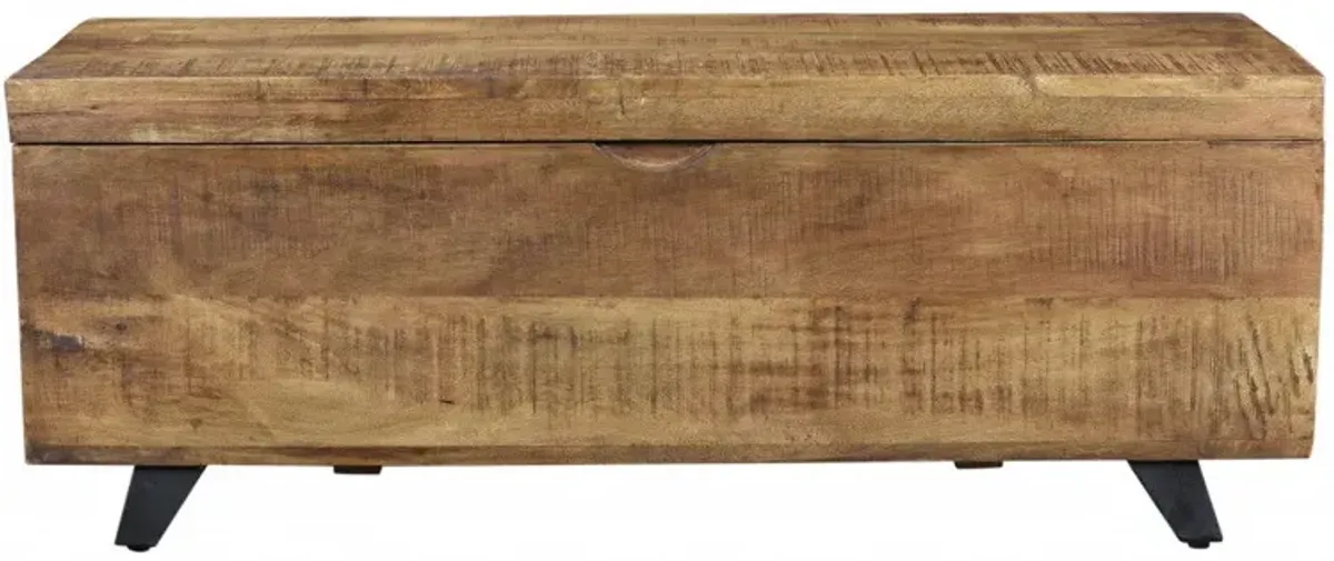 Solid Wood Entryway Bench With Flip Top - Honey / Black