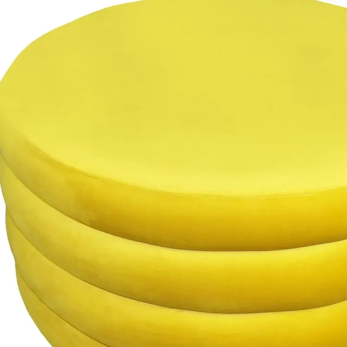 Tufted Round Cocktail Ottoman Velvet - Yellow