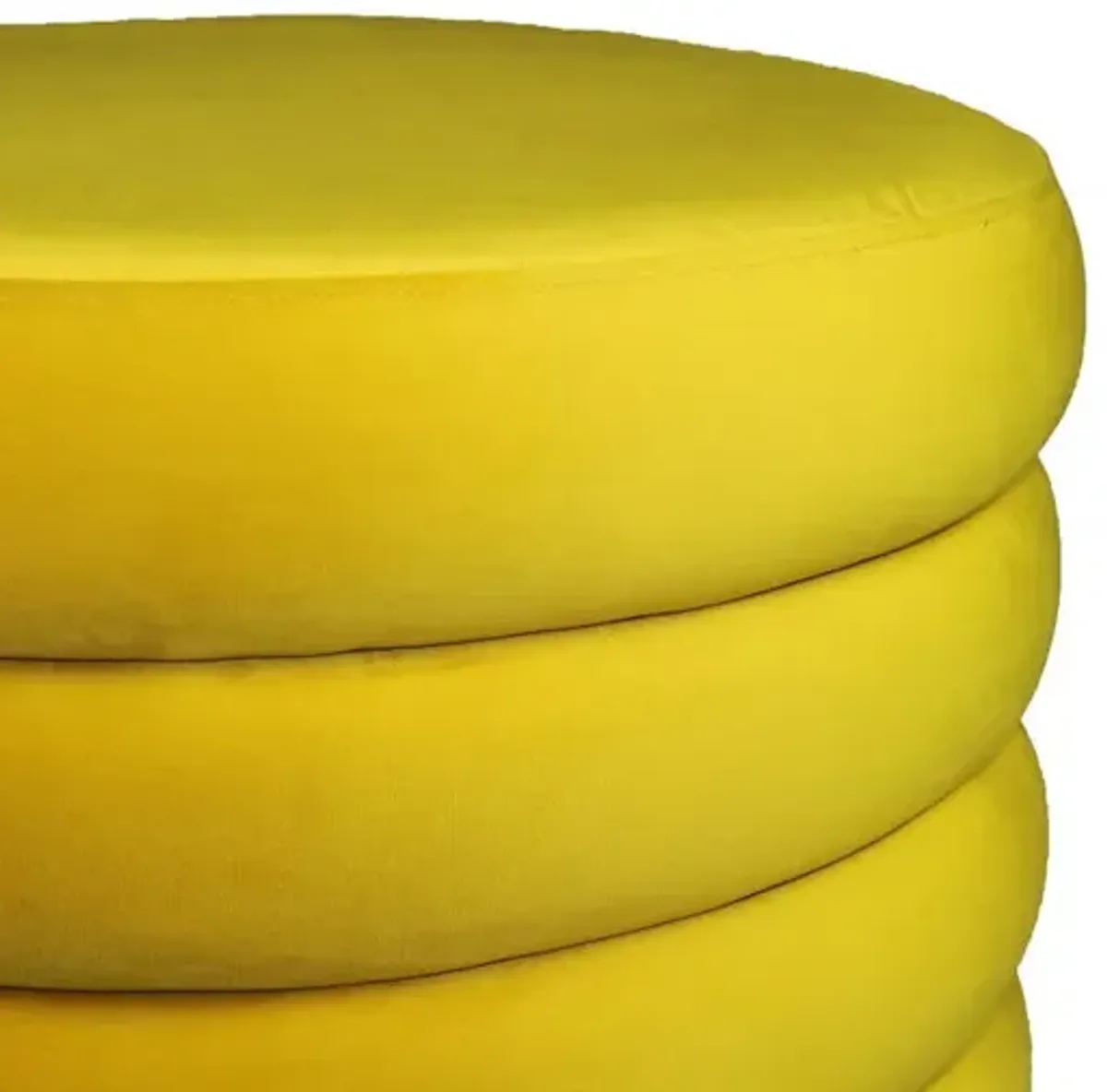 Tufted Round Cocktail Ottoman Velvet - Yellow