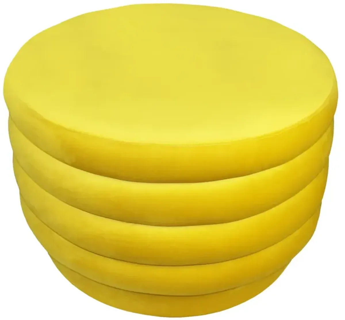 Tufted Round Cocktail Ottoman Velvet - Yellow