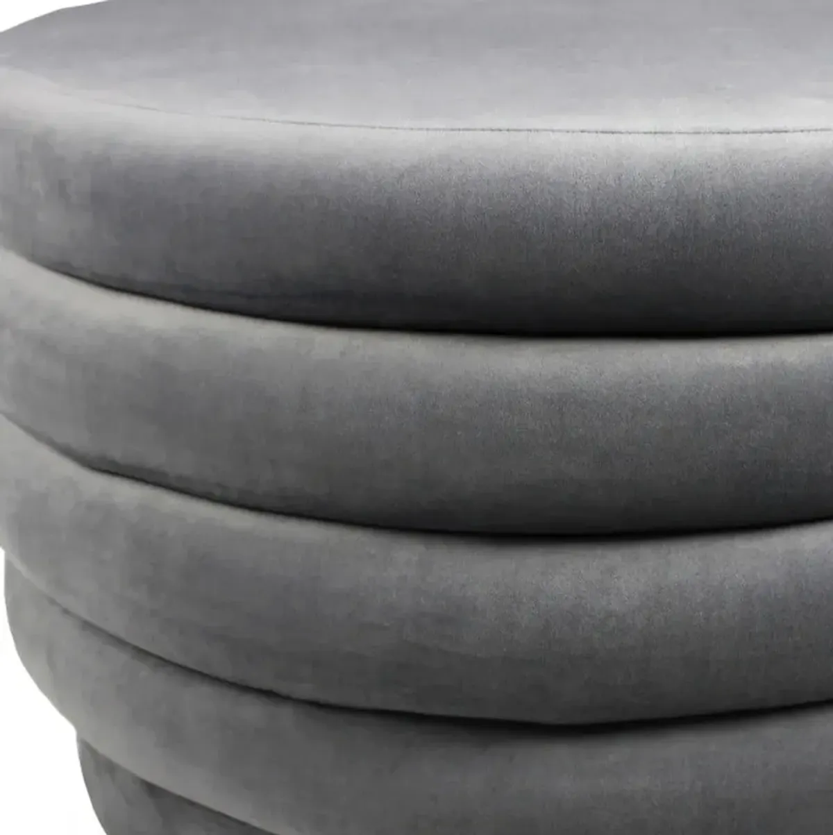 Round Velvet Tufted Cocktail Ottoman - Gray