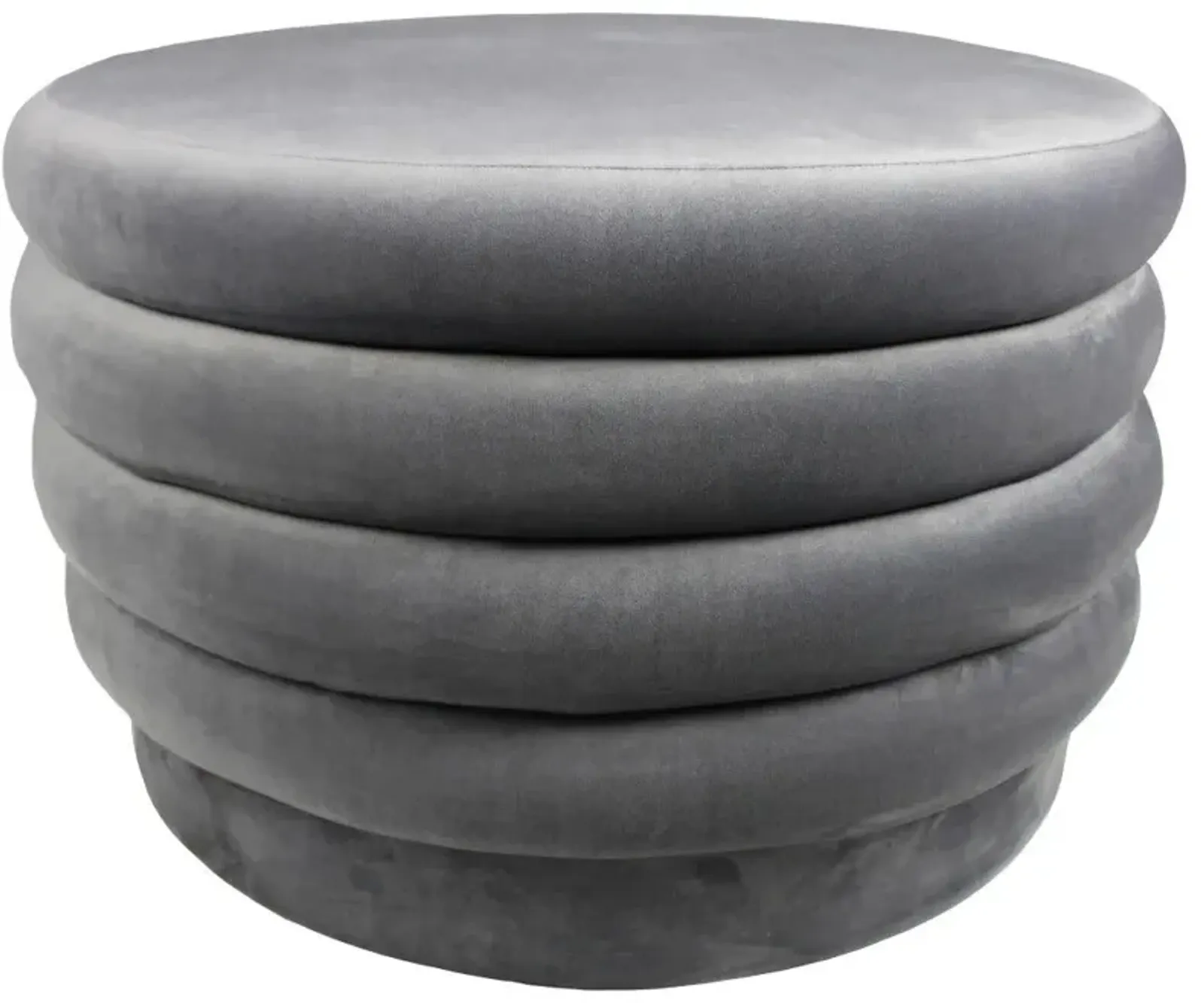 Round Velvet Tufted Cocktail Ottoman - Gray