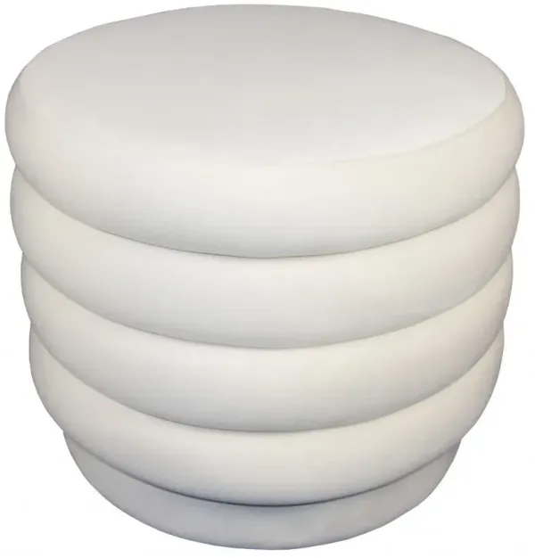 Velvet Tufted Round Cocktail Ottoman - White