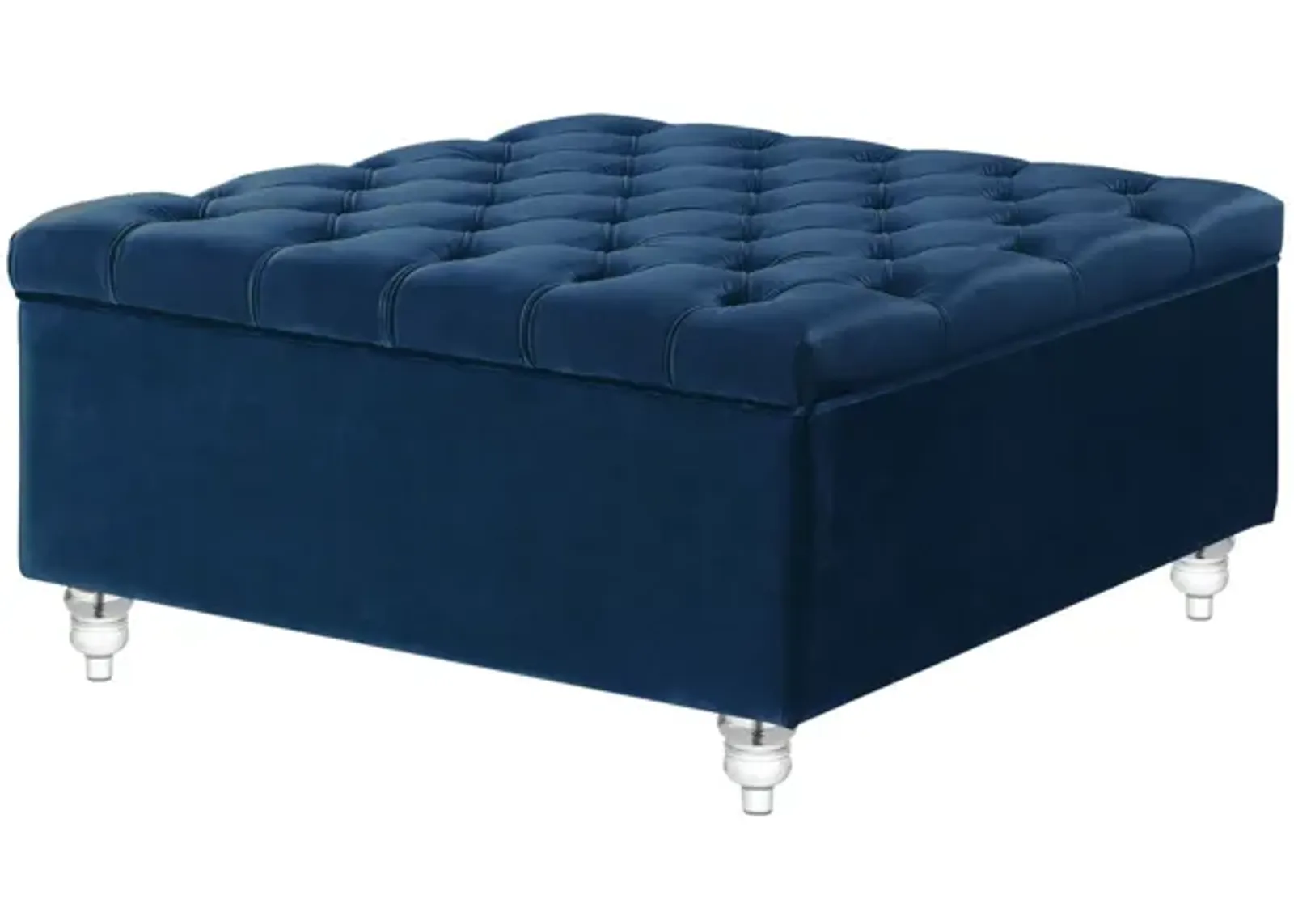 Velvet Tufted Storage - Blue / Clear