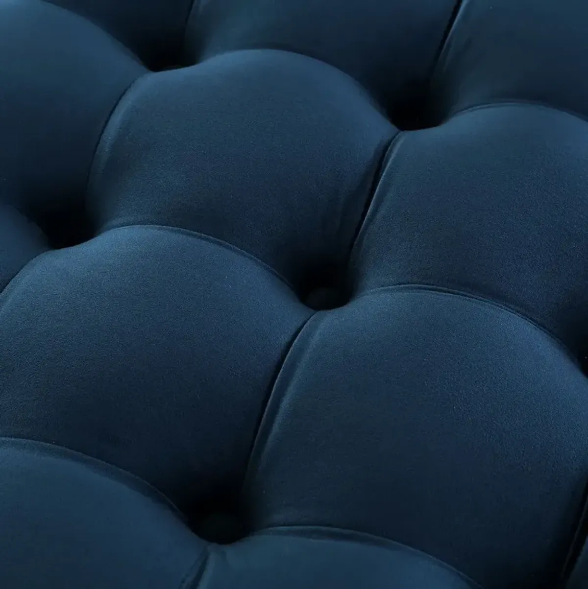 Velvet Rolling Tufted Round Cocktail Ottoman - Navy Blue