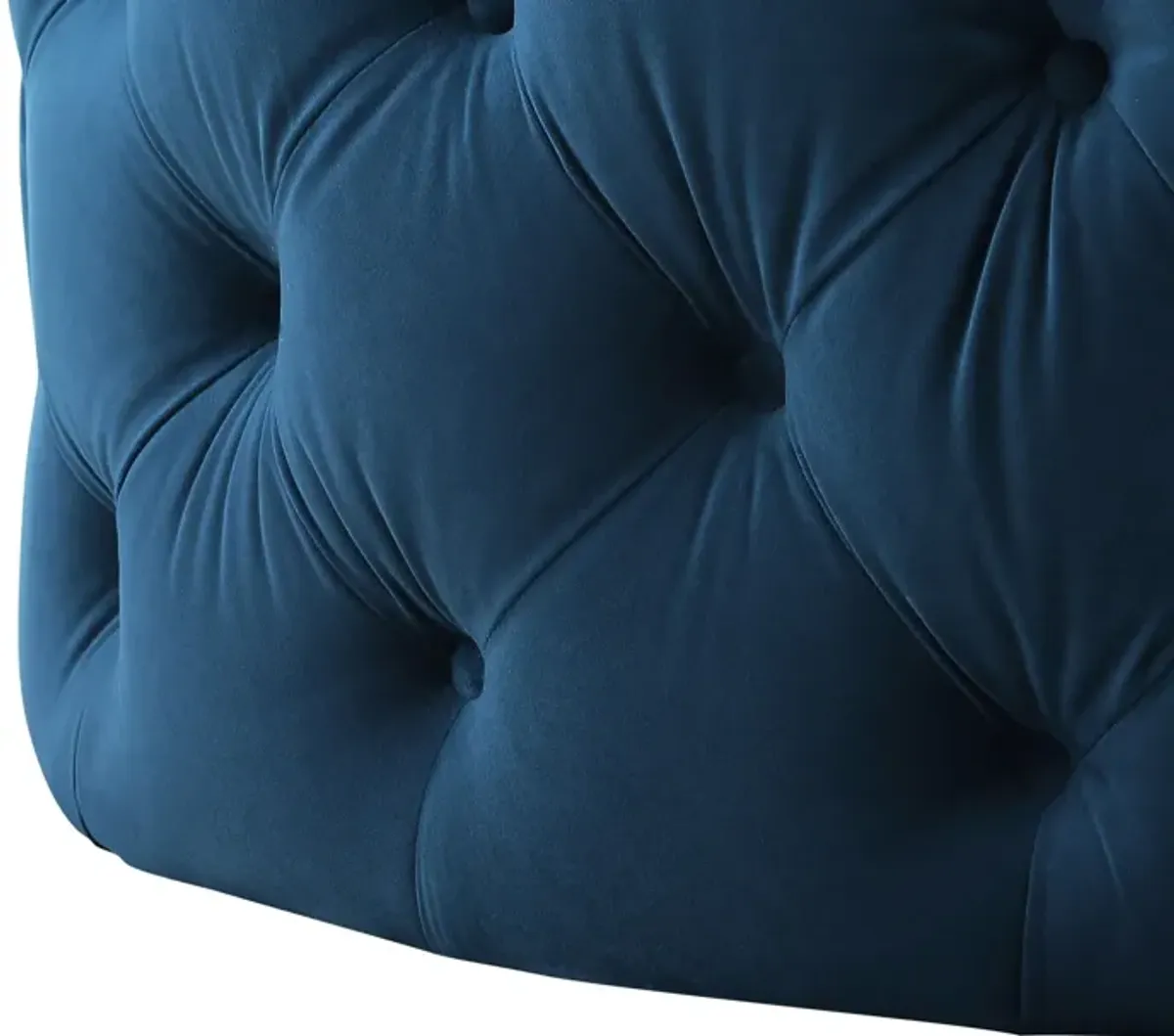 Velvet Rolling Tufted Round Cocktail Ottoman - Navy Blue