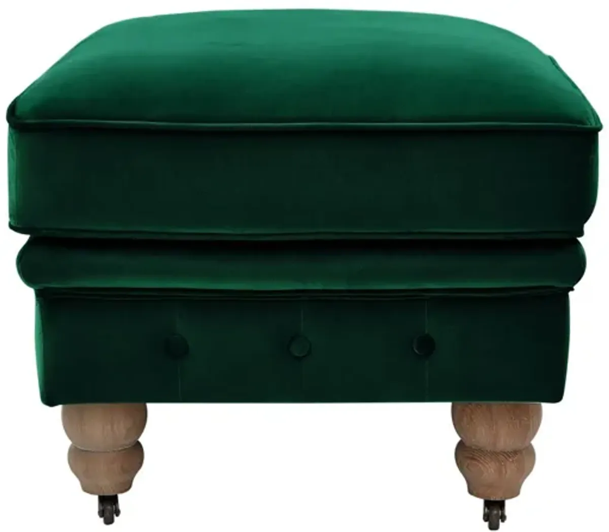 Velvet Rolling Tufted Cocktail Ottoman - Hunter Green / Natural