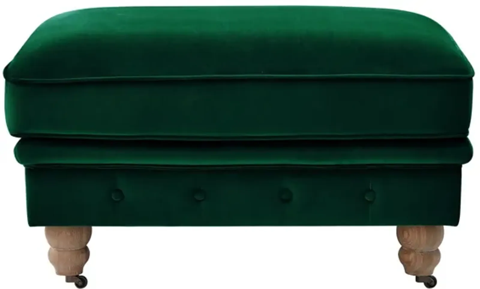 Velvet Rolling Tufted Cocktail Ottoman - Hunter Green / Natural