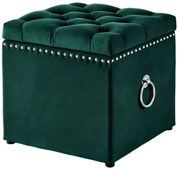 Tufted Velvet Storage - Hunter Green / Black