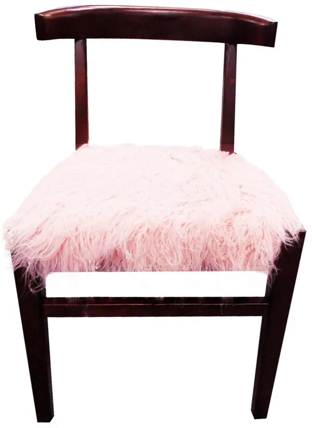 Faux Fur And Dark Brown Solid Color Side Chair - Blush