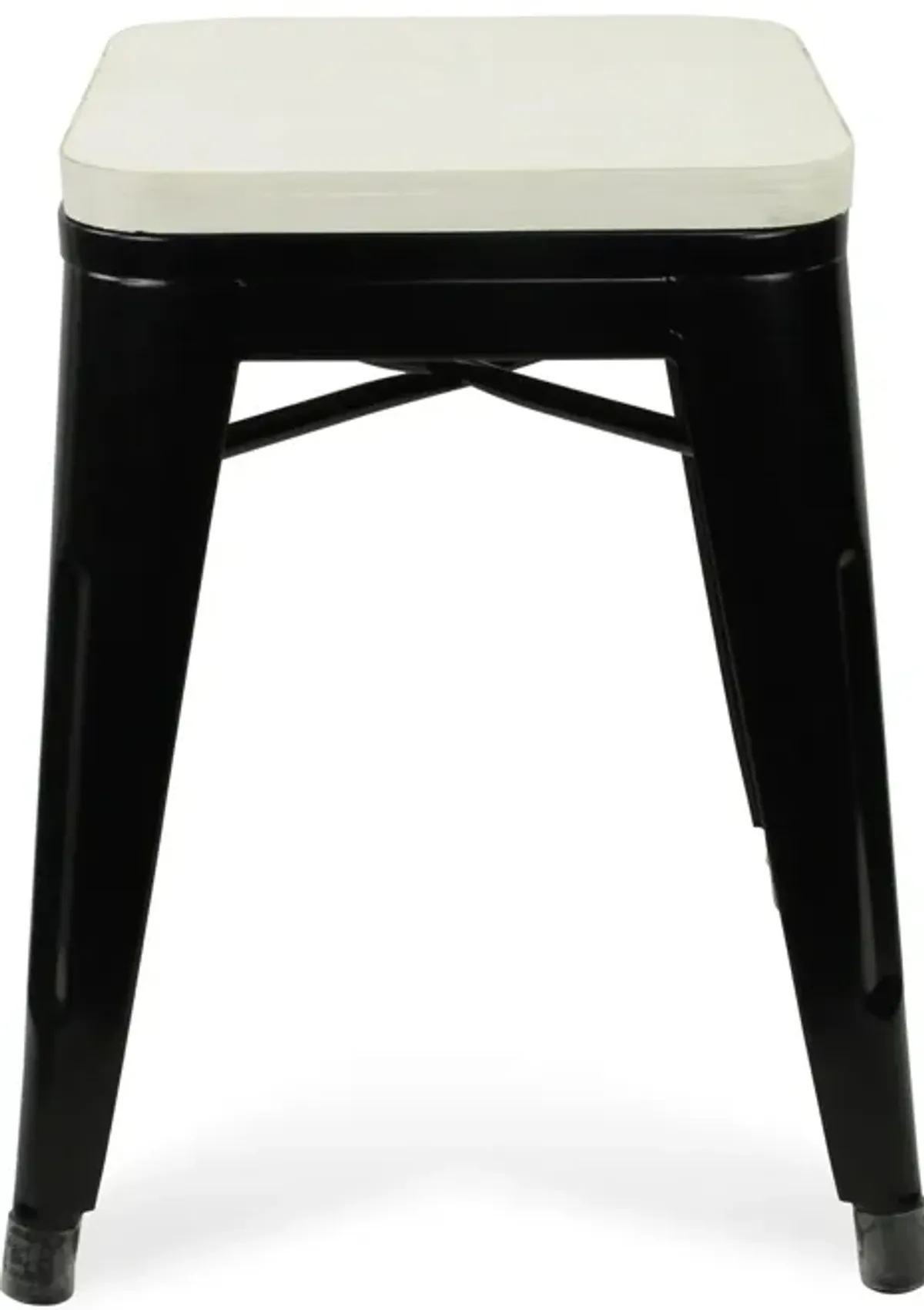 Steel Backless Bar Chair - White / Black