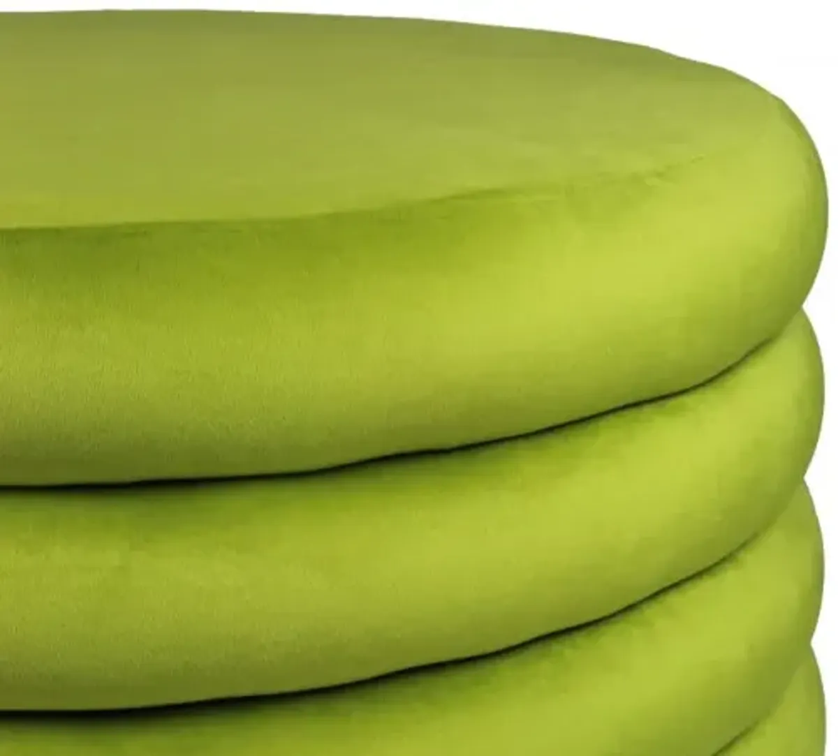 Round Velvet Tufted Cocktail Ottoman - Green