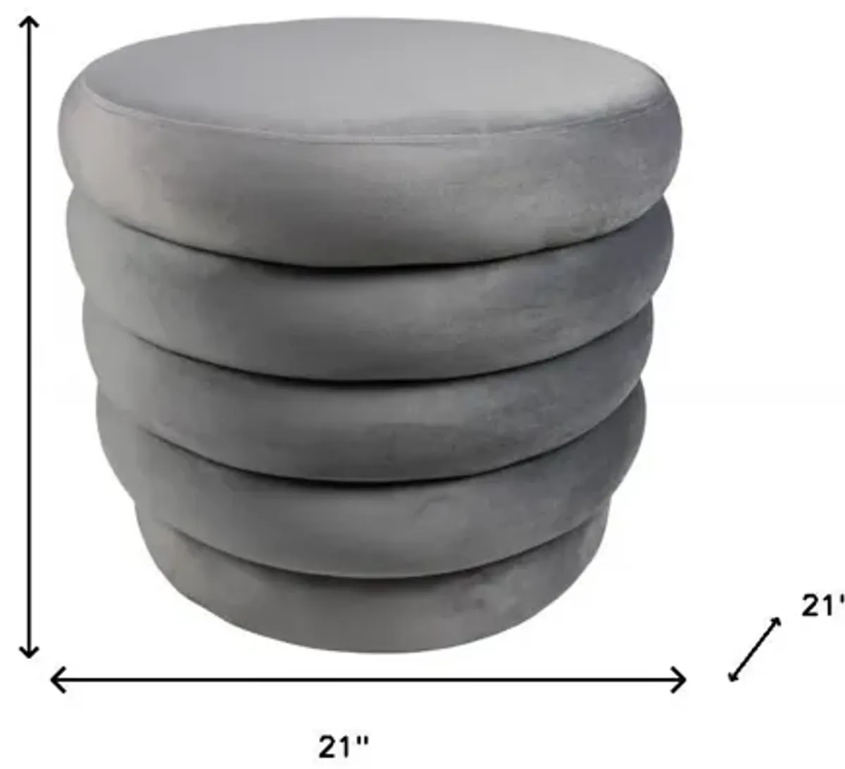 Velvet Tufted Round Cocktail Ottoman - Gray