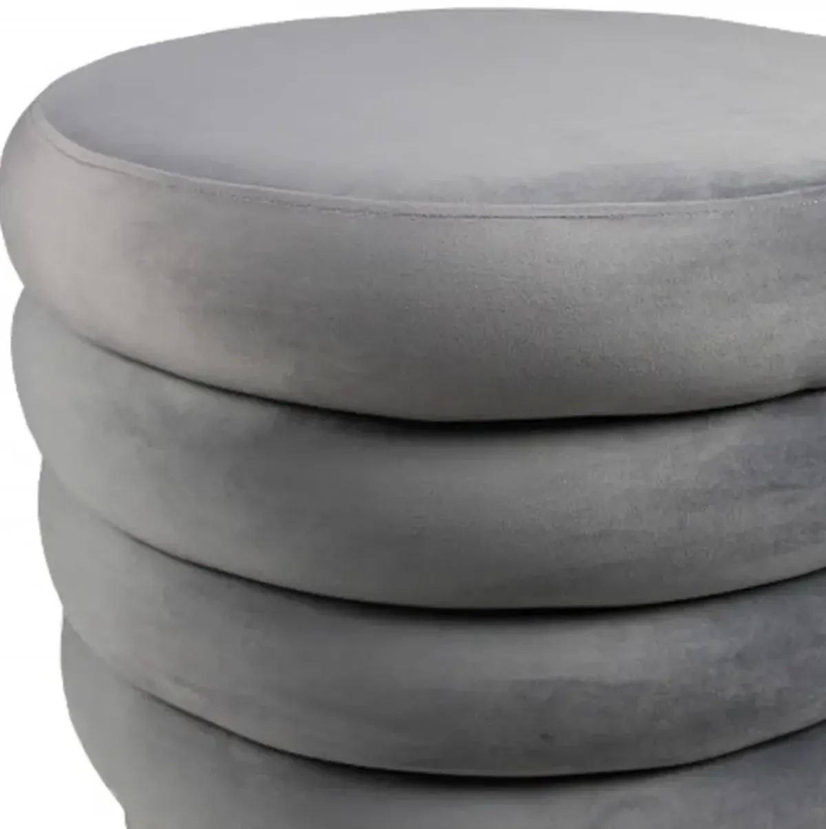 Velvet Tufted Round Cocktail Ottoman - Gray