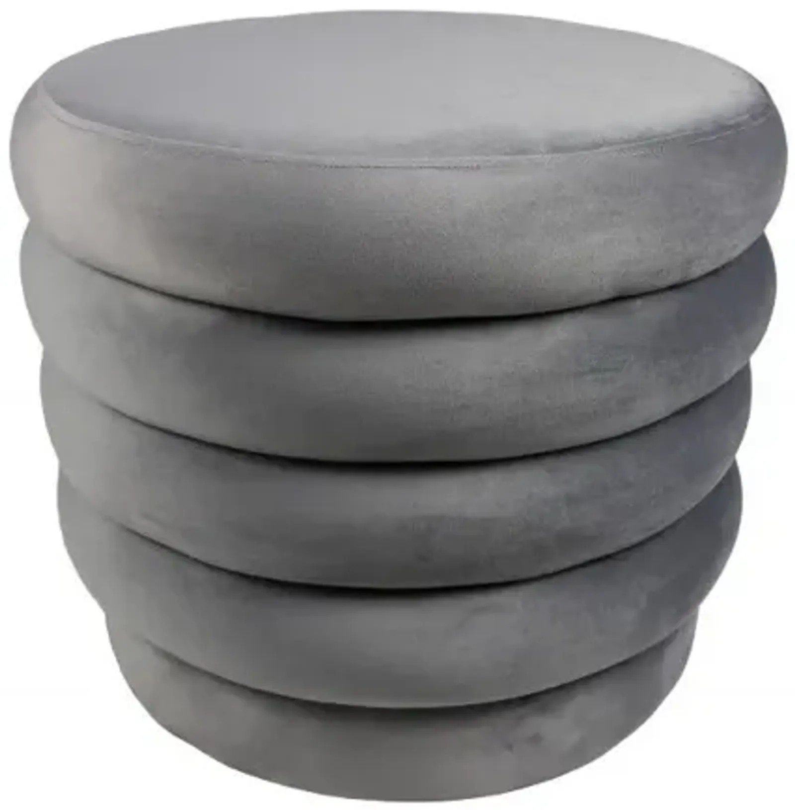 Velvet Tufted Round Cocktail Ottoman - Gray