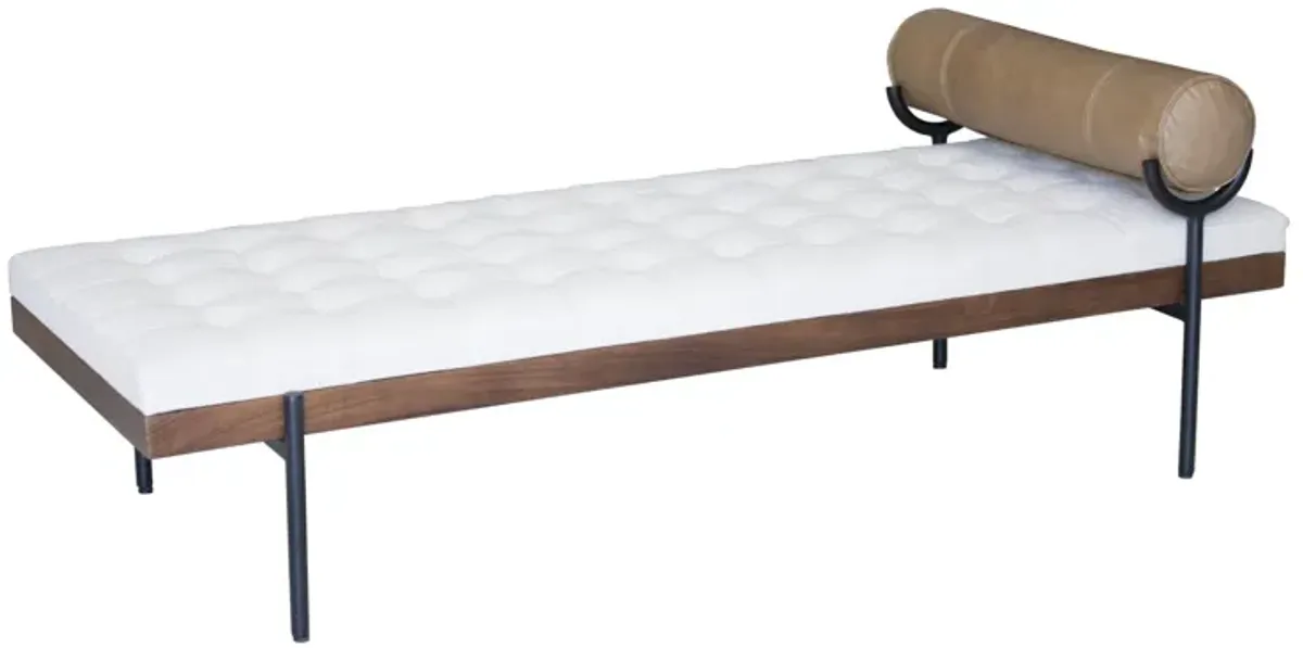 Upholstered Cotton Blend Bedroom Bench - Black / Ivory