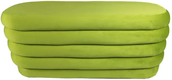 Velvet Tufted Oval Ottoman - Green