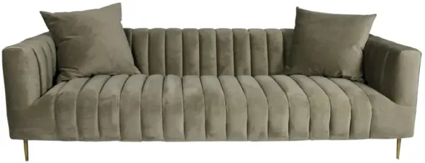 Velvet Sofa And Toss Pillows With Gold Legs - Gray Brown